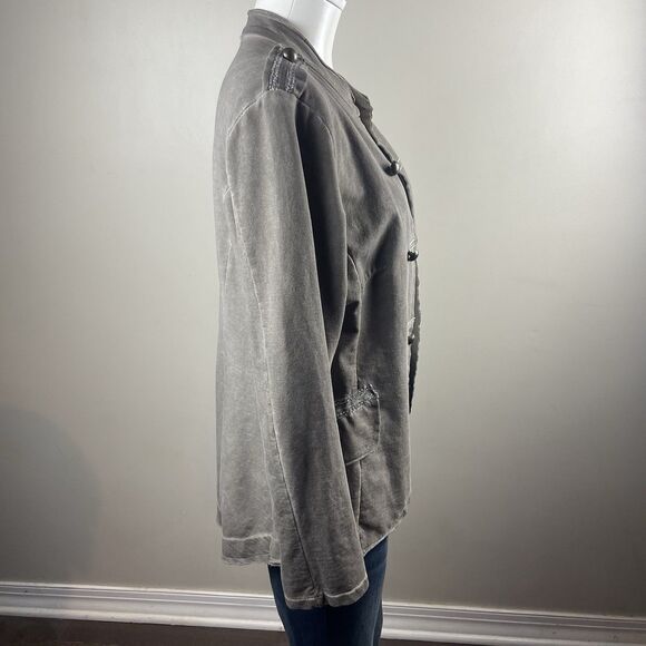 Military Napoleon Style Gray Faded Women Medium Soft Cotton Jacket - Picture 3 of 8